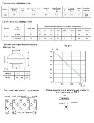 Вентилятор канальный VC-315 (с кронштейном)