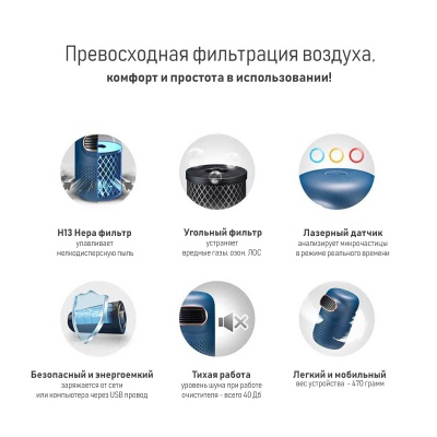 Мини-очиститель воздуха ROBA-01, red Мини-очиститель воздуха ROBA-01, red