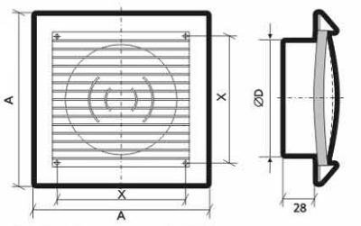 Вентиляционная решетка прям-к сферическая ЭРА 1717РC12.5Ф