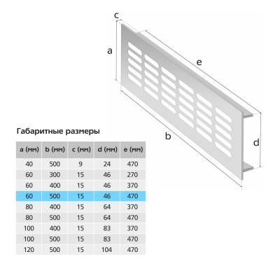 Вентиляционная решетка Благовест 60x500, золото (2шт.)